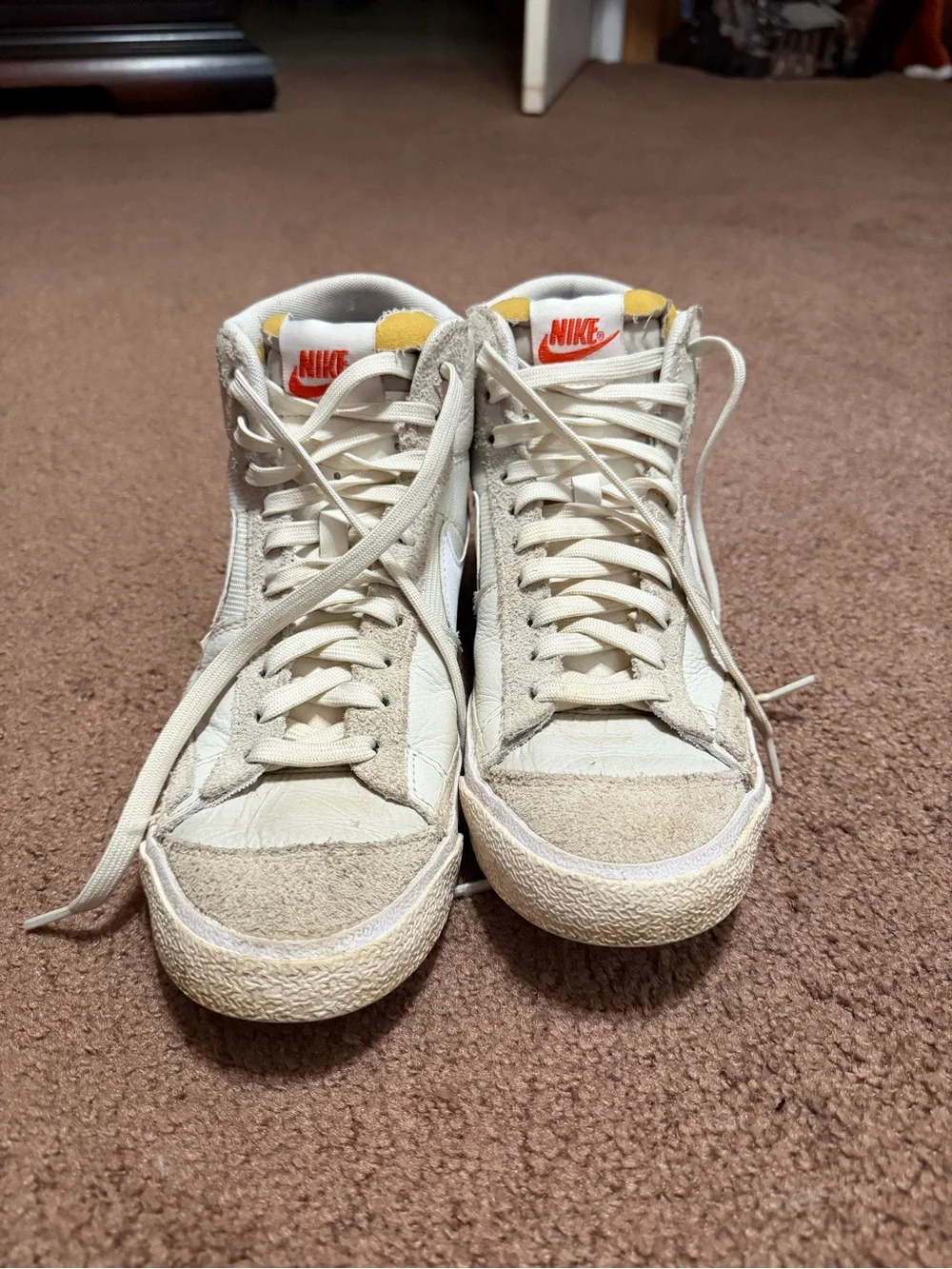 Nike High-Top Sneakers in Off-White and Cream